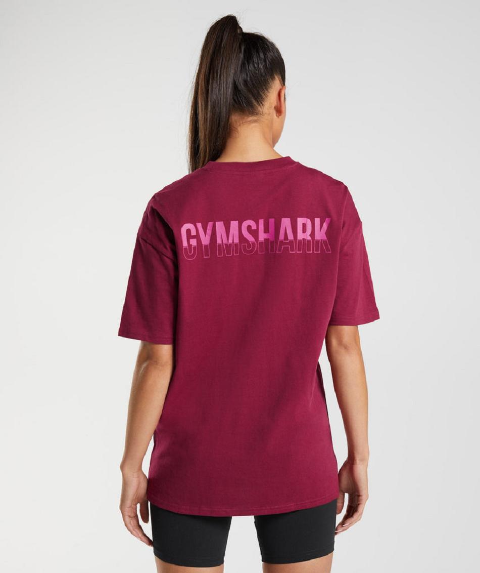 T Shirts Gymshark Fraction Oversized Mujer Rosas | CO 2246FDN